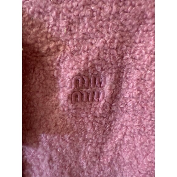 Miu Miu Pink Bouclé Wool-Blend Button-Up Cardigan With Pockets - Picture 9 of 16
